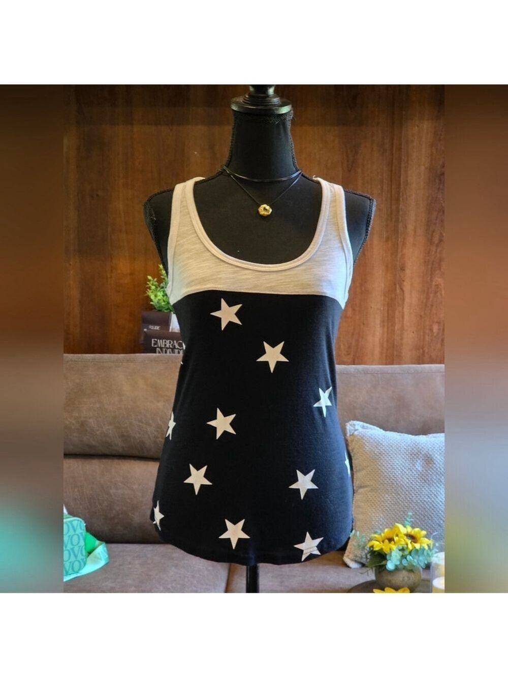 Bby Reflex Black and White Star Tank Top